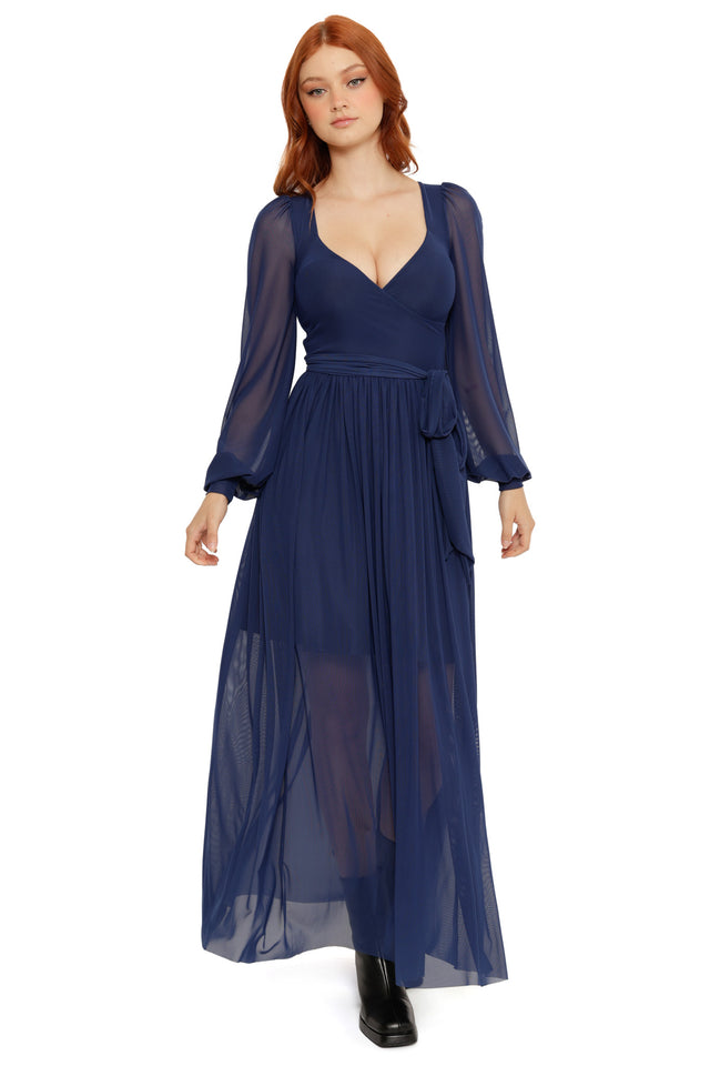 Navy Sheer Romance Maxi Dress