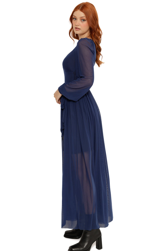 Navy Sheer Romance Maxi Dress