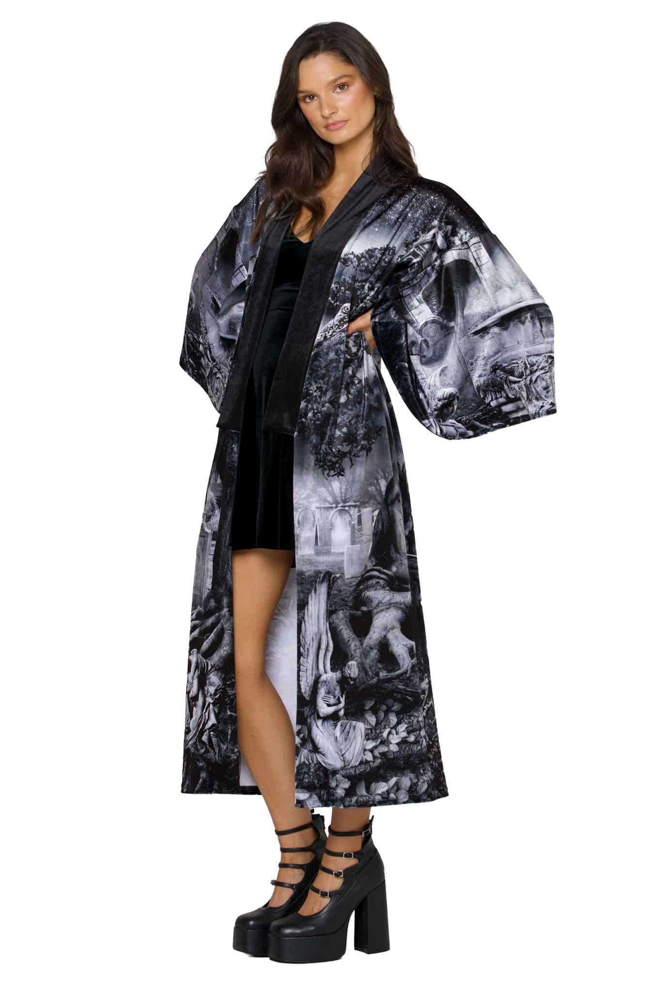 Necropolis Velvet Swan Kimono - Limited – BlackMilk Clothing