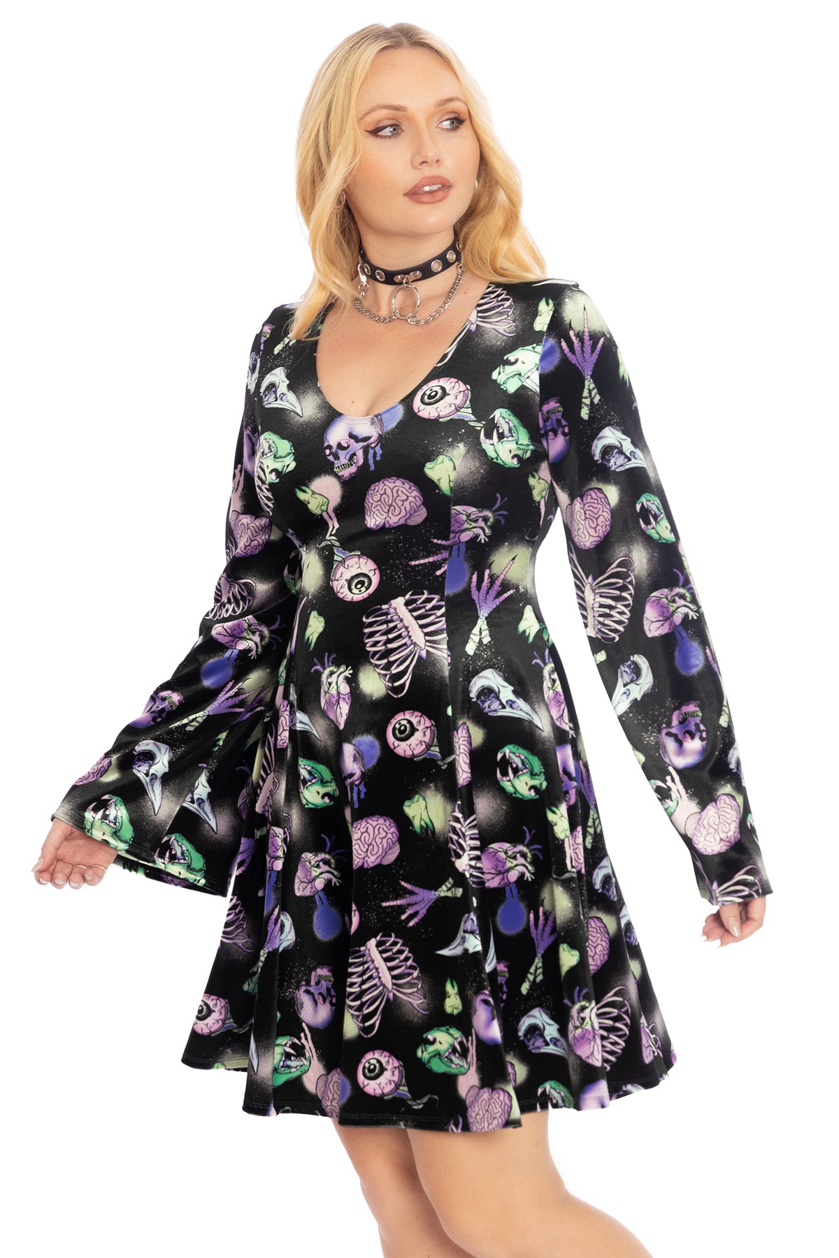 Neonatomy Velvet Flare Evil Longline Dress - Limited – BlackMilk Clothing