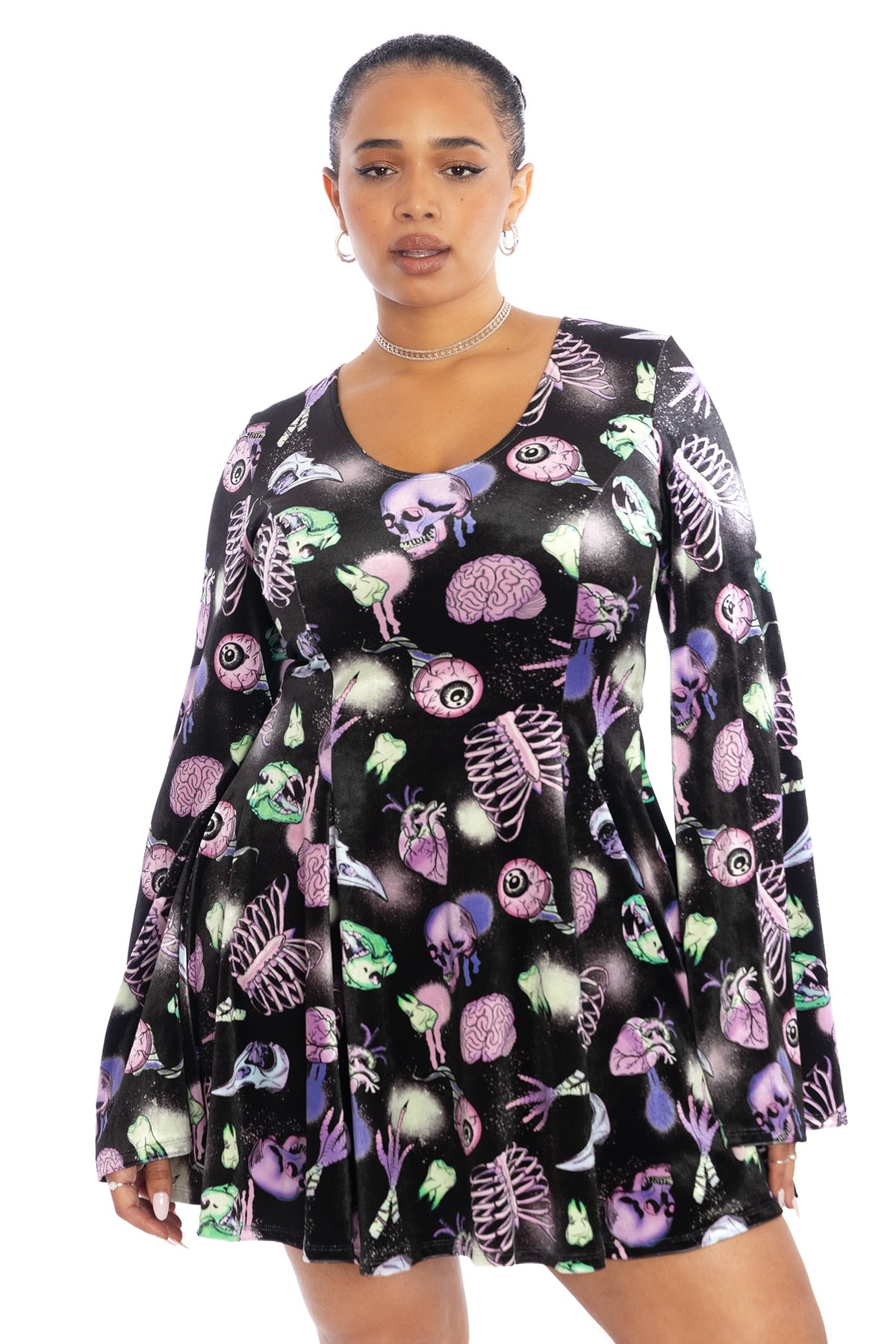 Neonatomy Velvet Flare Evil Mini Skater Dress - Limited – BlackMilk ...