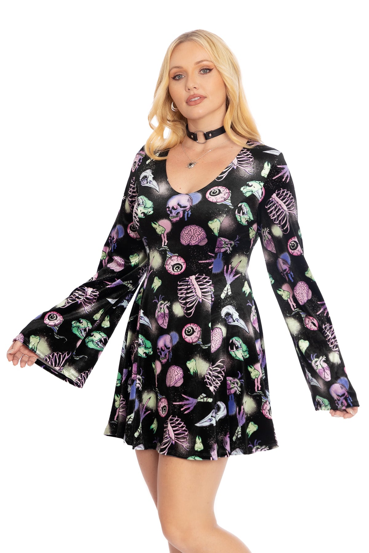 Neonatomy Velvet Flare Evil Mini Skater Dress - Limited – BlackMilk ...