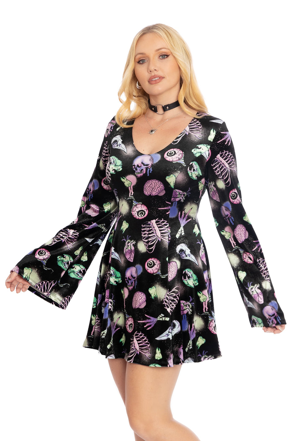 Neonatomy Velvet Flare Evil Mini Skater Dress - Limited – BlackMilk ...