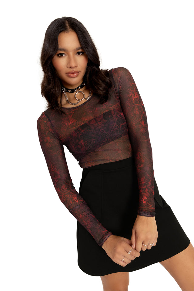 Nine Circles Sheer Long Sleeve Bodysuit