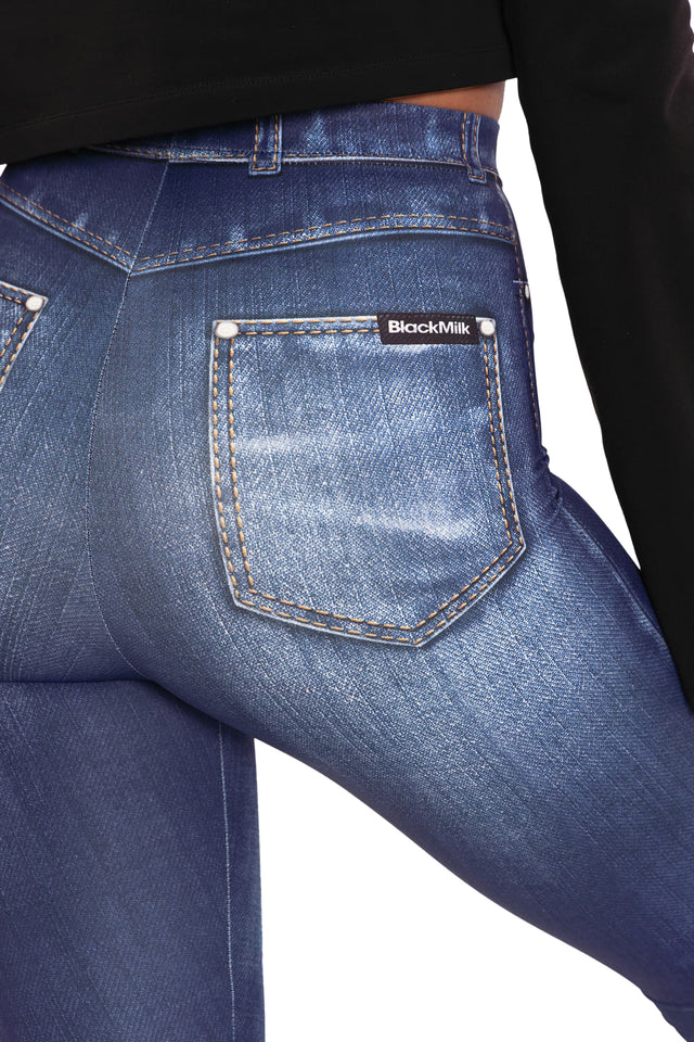 BlackMilk Clothing - Not Actually Denim High Waisted Matte Finish Leggings