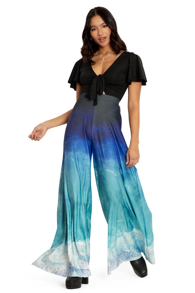 Ocean Waves Palazzo Pants Front