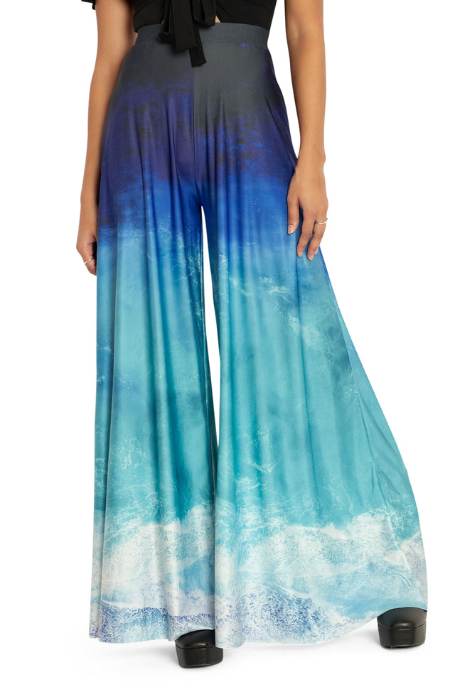 Ocean Waves Palazzo Pants Front