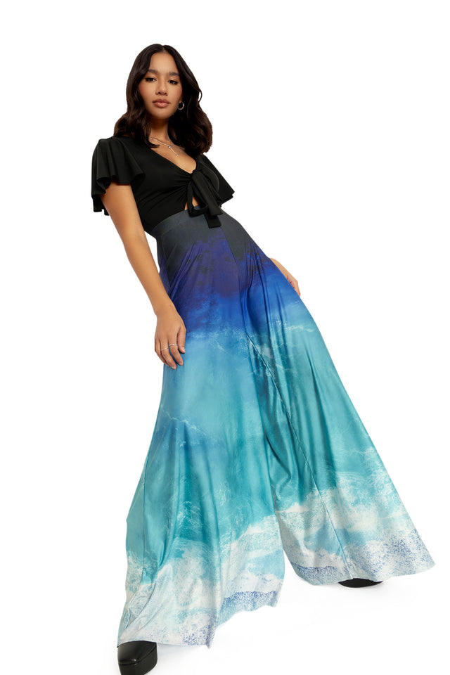 Ocean Waves Palazzo Pants Wide