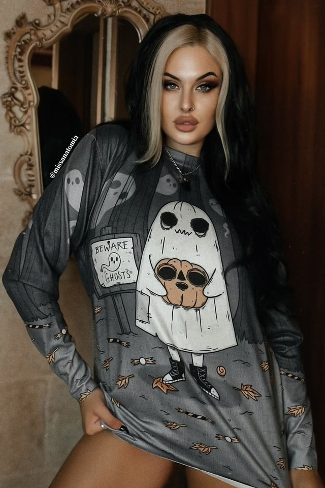 Oh Sheet! Ghostie Printed Knit Sweater (Seconds)
