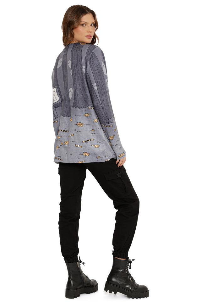 Oh Sheet! Ghostie Printed Knit Sweater (Seconds)