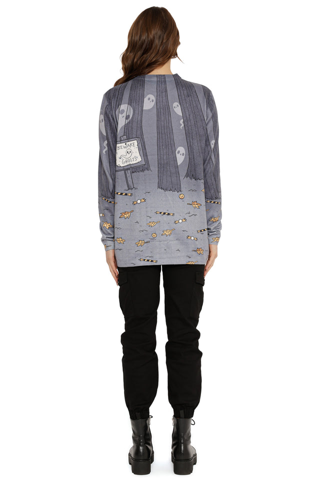 Oh Sheet! Ghostie Printed Knit Sweater (Seconds)