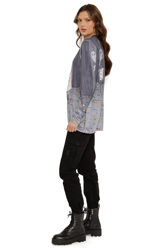 Oh Sheet! Ghostie Printed Knit Sweater (Seconds)