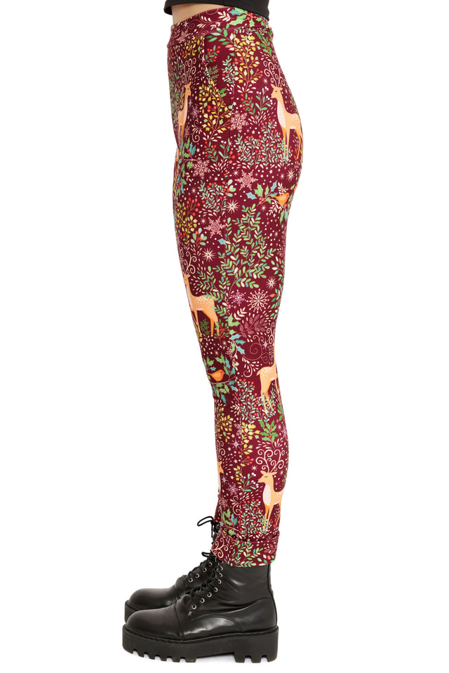 christmas day outfit idea red reindeer print pants