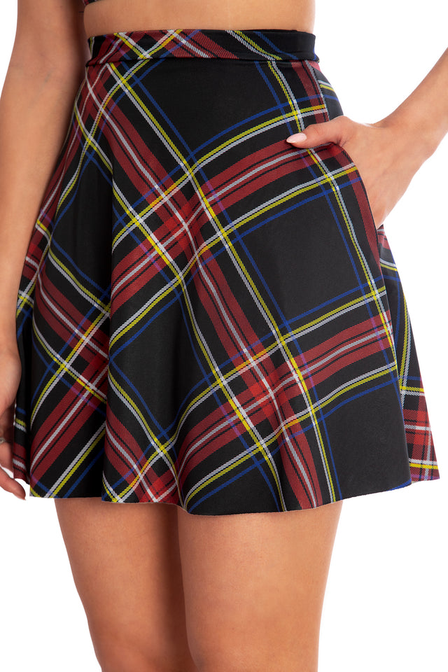 Tartan Old School Shiny Pocket A-Line Skirt