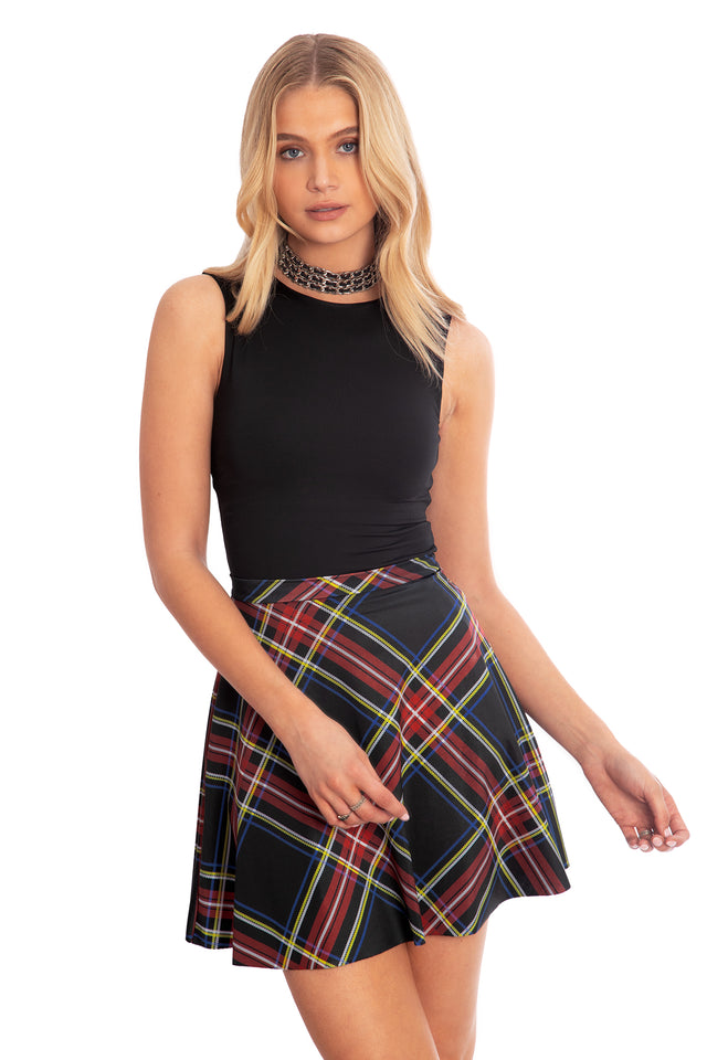 Tartan Old School Shiny Pocket A-Line Skirt