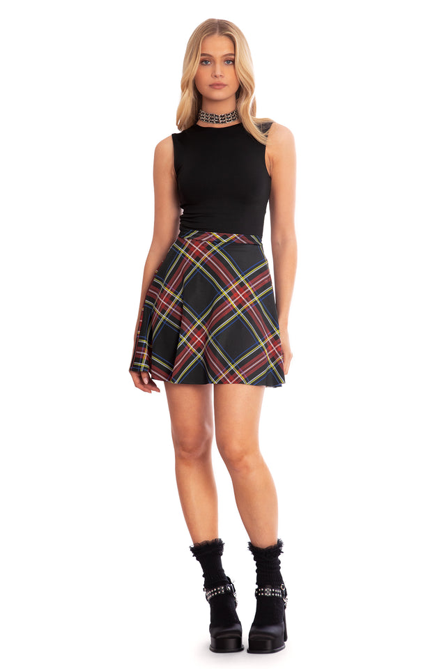 Tartan Old School Shiny Pocket A-Line Skirt