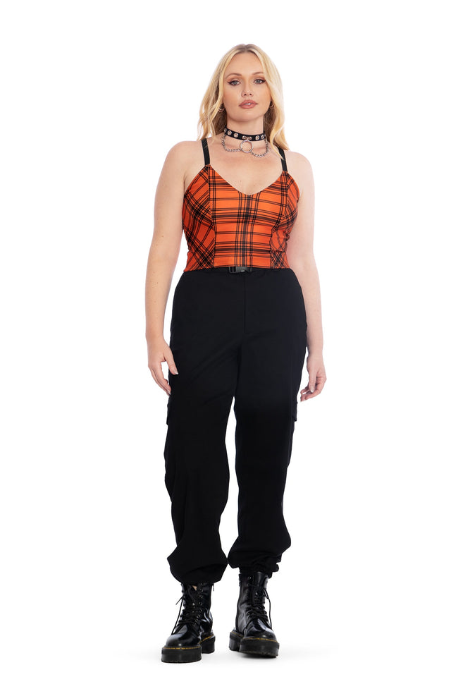 Tartan Orange Dark Magic Crop