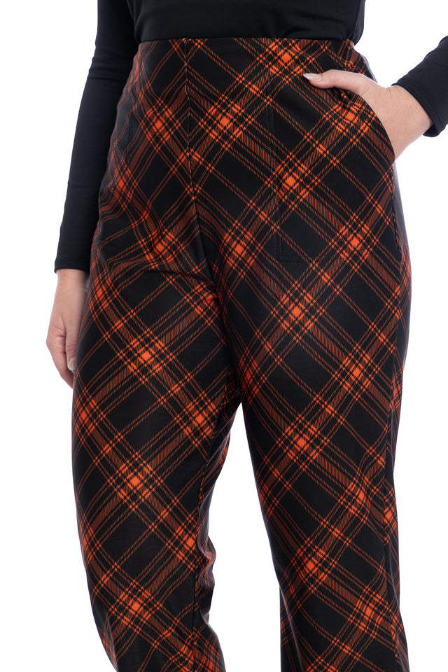 Tartan Punk Orange High Waisted Straight Leg Pants