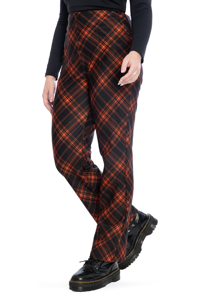 Tartan Punk Orange High Waisted Straight Leg Pants