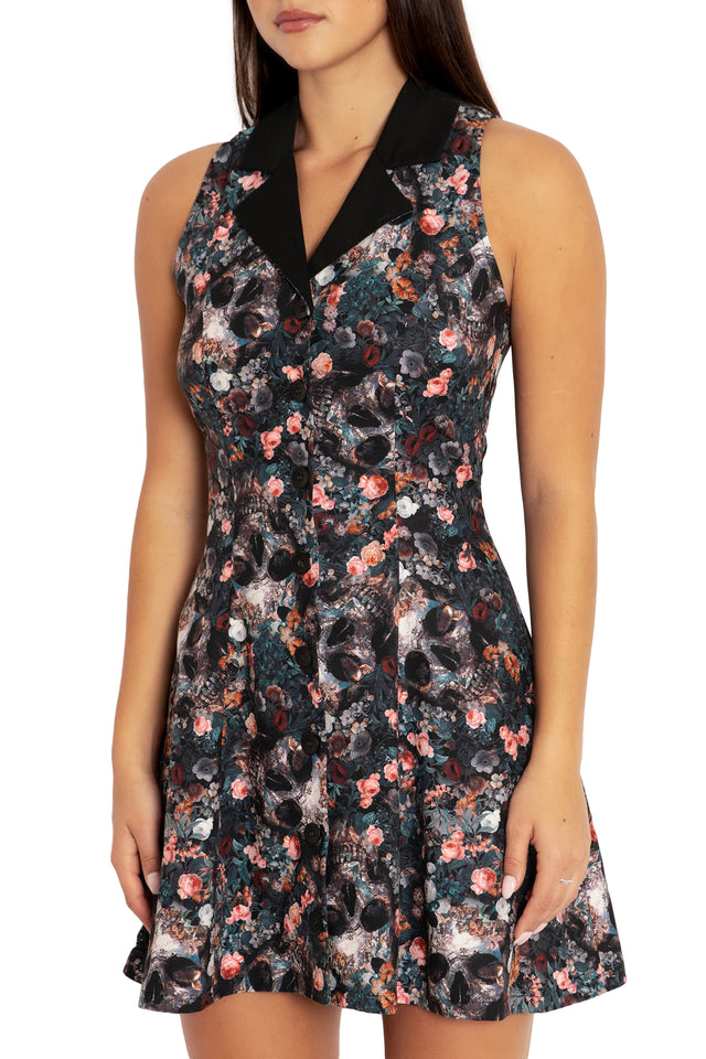BlackMilk Clothing - Overgrown Skulls Corset Shirt Dress