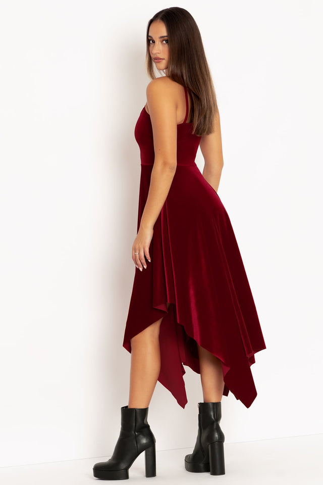 Occultist Velvet Blood Red Handkerchief Dress - Limited BlackMilk Clothing Occultist Velvet Blood Red Handkerchief Dress - Limited BlackMilk Clothing
