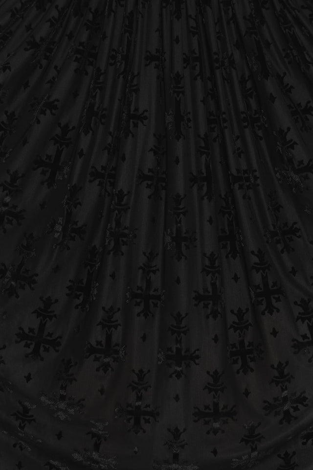 Burned Velvet Coffin Lining V Neck Gathered Maxi Dress