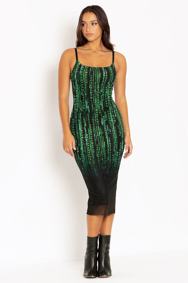 Matrix Code Sheer Bodycon Slip Dress