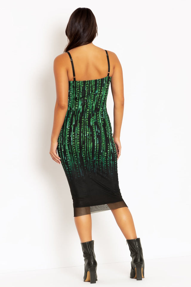 Matrix Code Sheer Bodycon Slip Dress