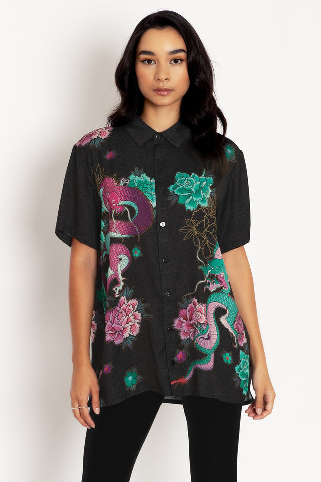 Dragon Bouquet Boyfriend Shirt