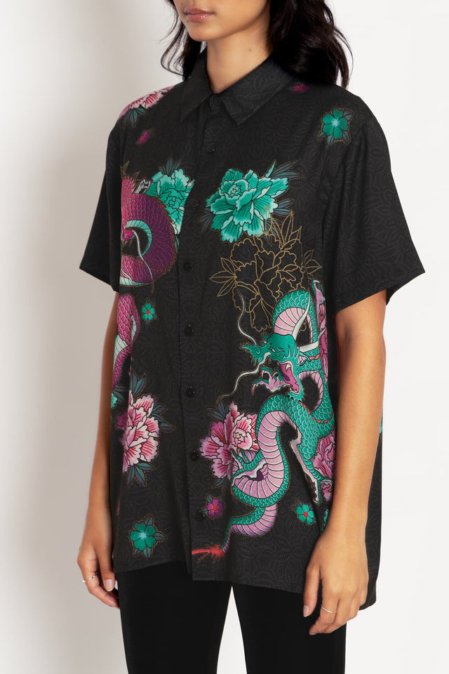 Dragon Bouquet Boyfriend Shirt