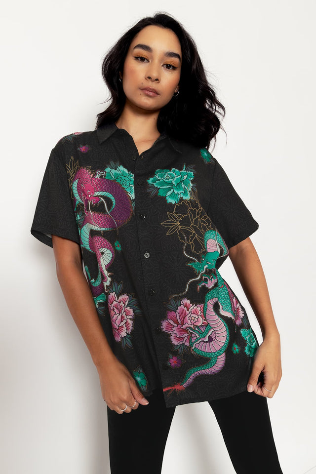 Dragon Bouquet Boyfriend Shirt