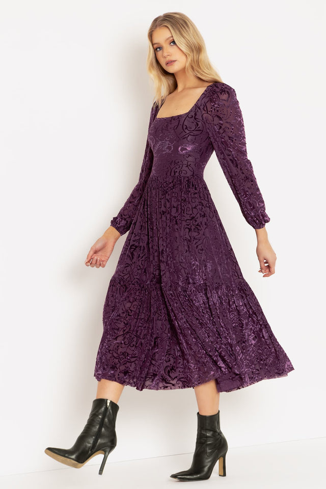 Burned Velvet Gothic Gates Plum Fae Queen Dress