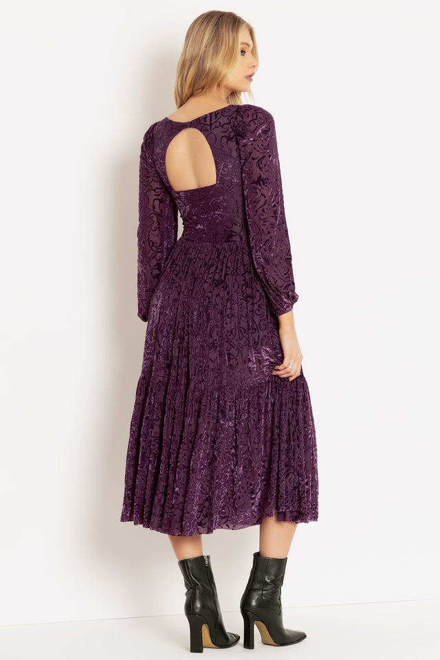 Burned Velvet Gothic Gates Plum Fae Queen Dress