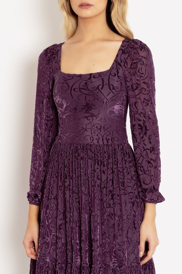 Burned Velvet Gothic Gates Plum Fae Queen Dress