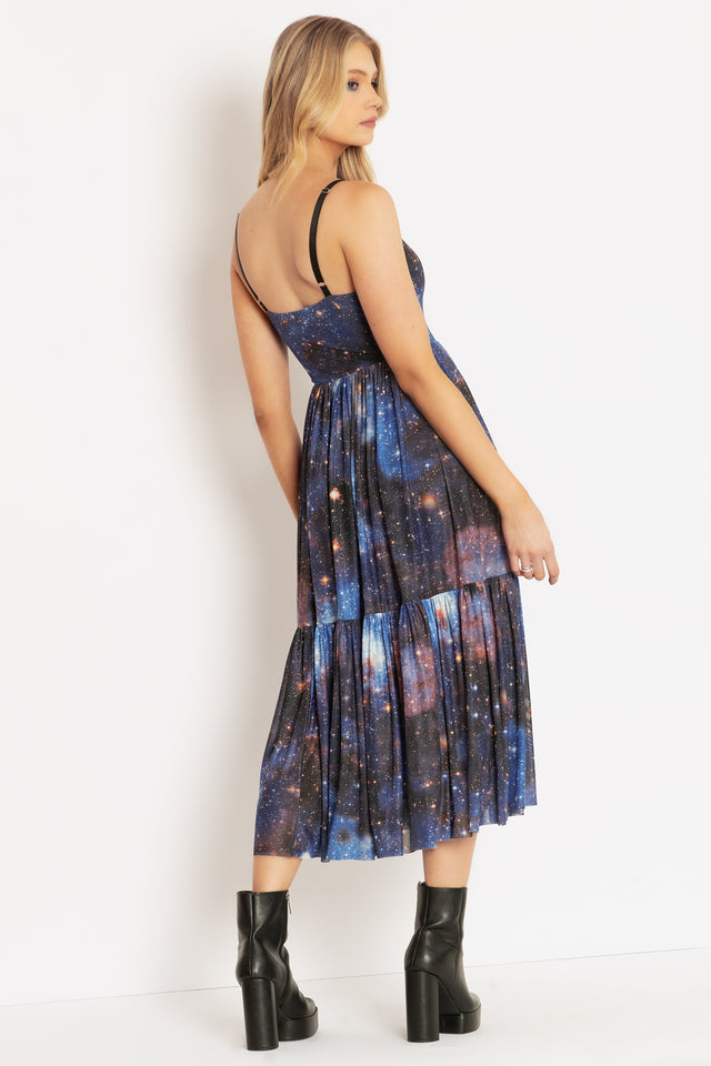 Galaxy Blue Sheer Midaxi Dress