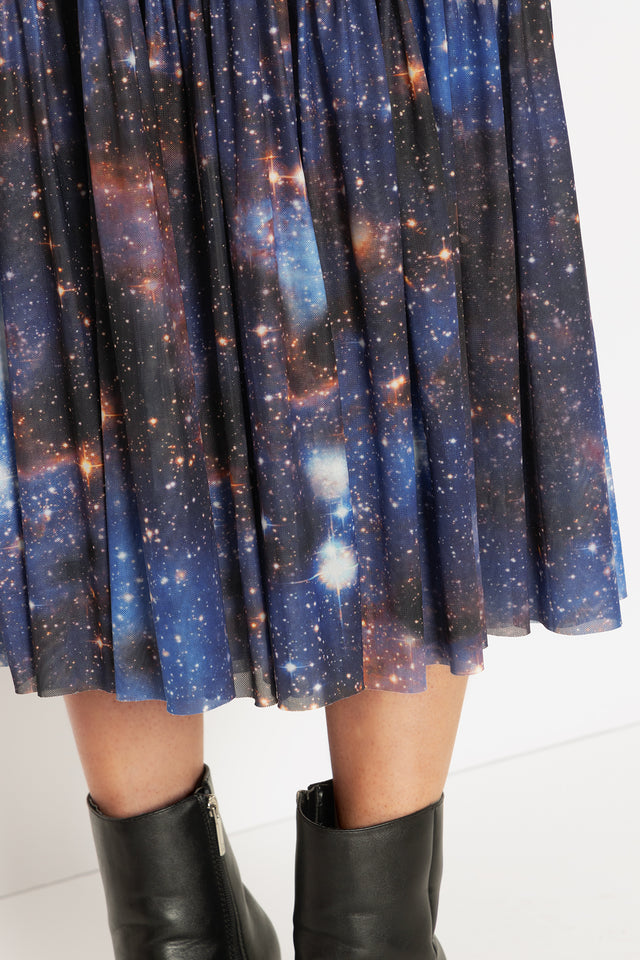 Galaxy Blue Sheer Midaxi Dress