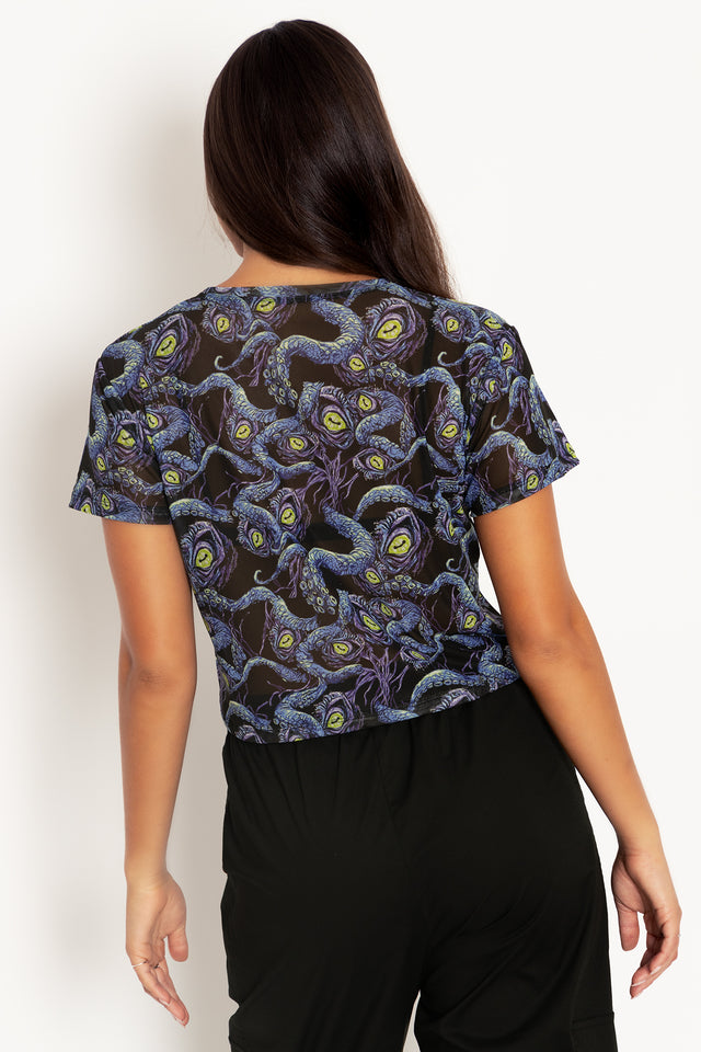 Space Cthulhu Sheer Cropped Tee