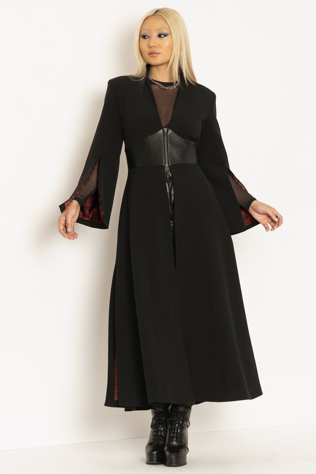 Black Cursed Bats Corset Trench Coat