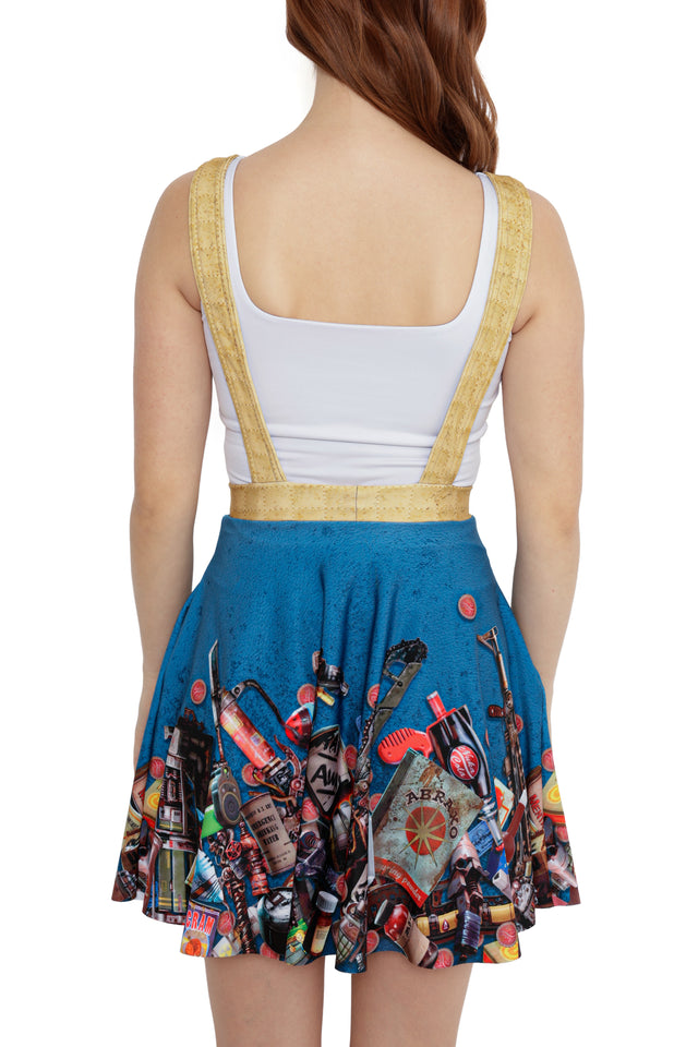 Model styled in Fallout x BlackMilk Pack Rat Apron Dress inspired by Fallout’s scavenger aesthetic and Vault-Tec uniform design.