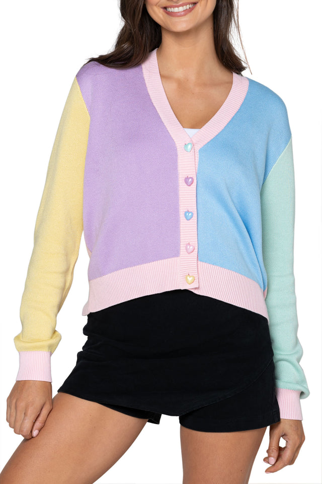 Pastel Rainbow Cropped Cardigan