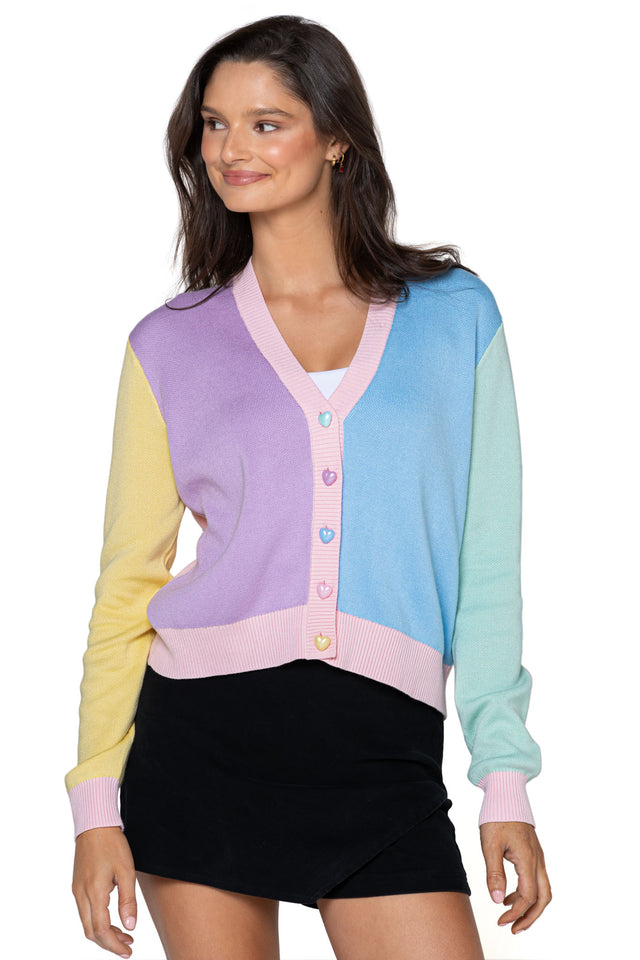 Pastel Rainbow Cropped Cardigan