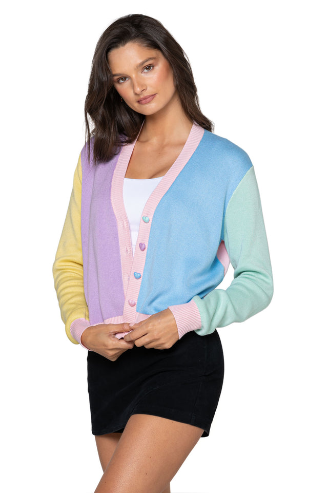 Pastel Rainbow Cropped Cardigan