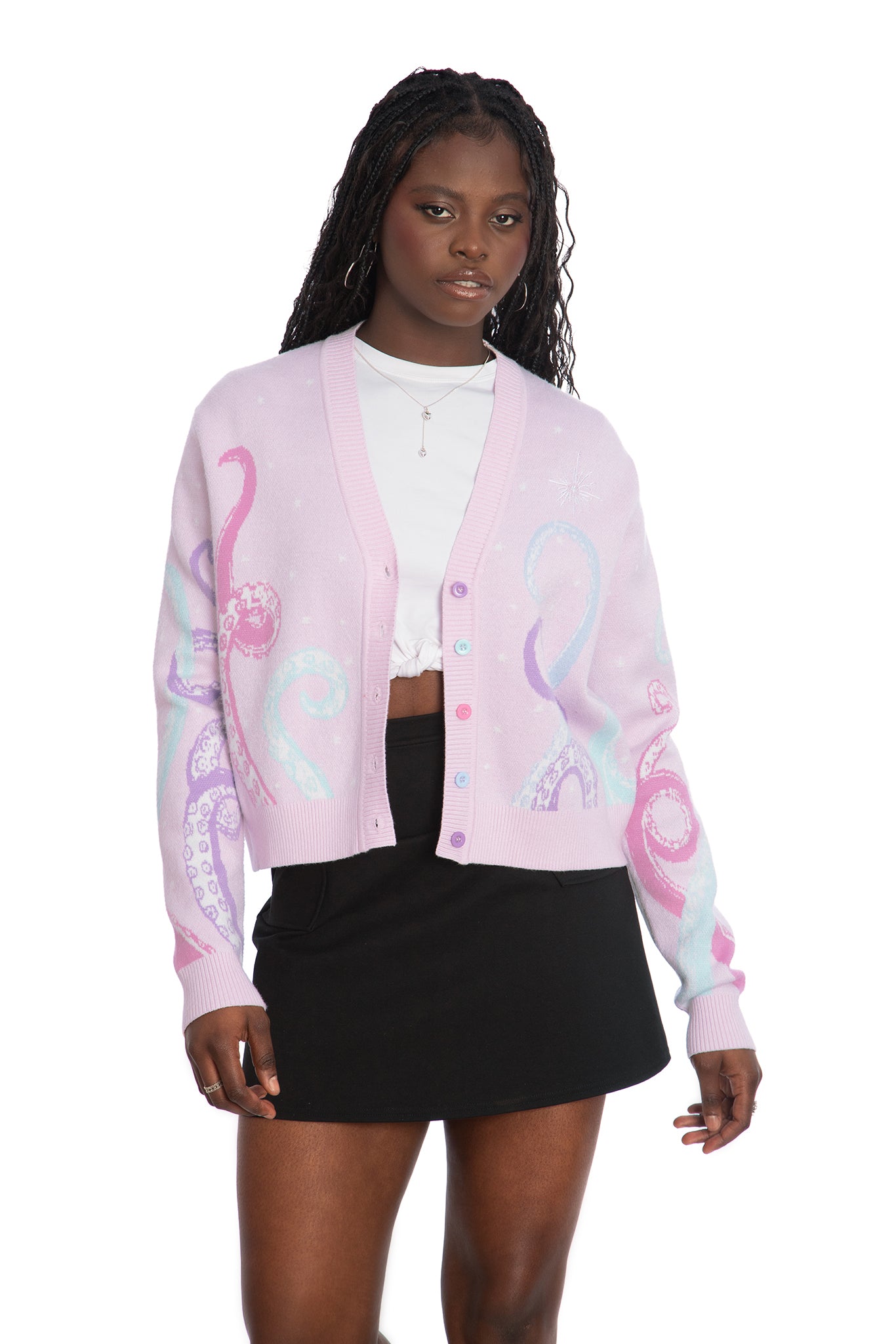 Space Tentacles Pastel Cropped Cardigan Limited BlackMilk Clothing