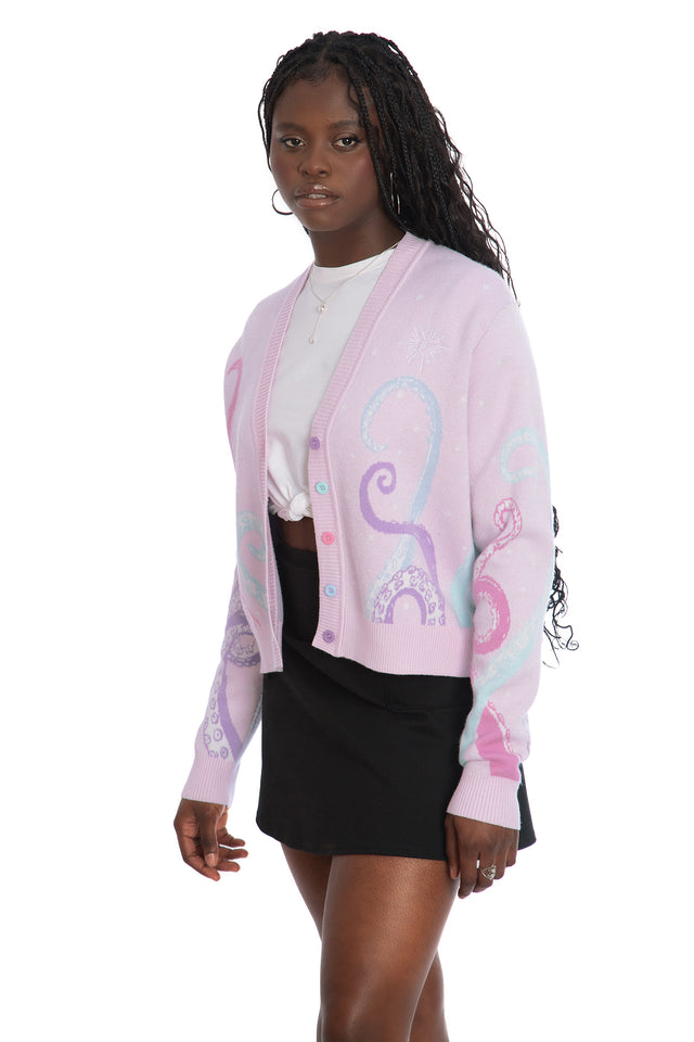 Space Tentacles Pastel Cropped Cardigan