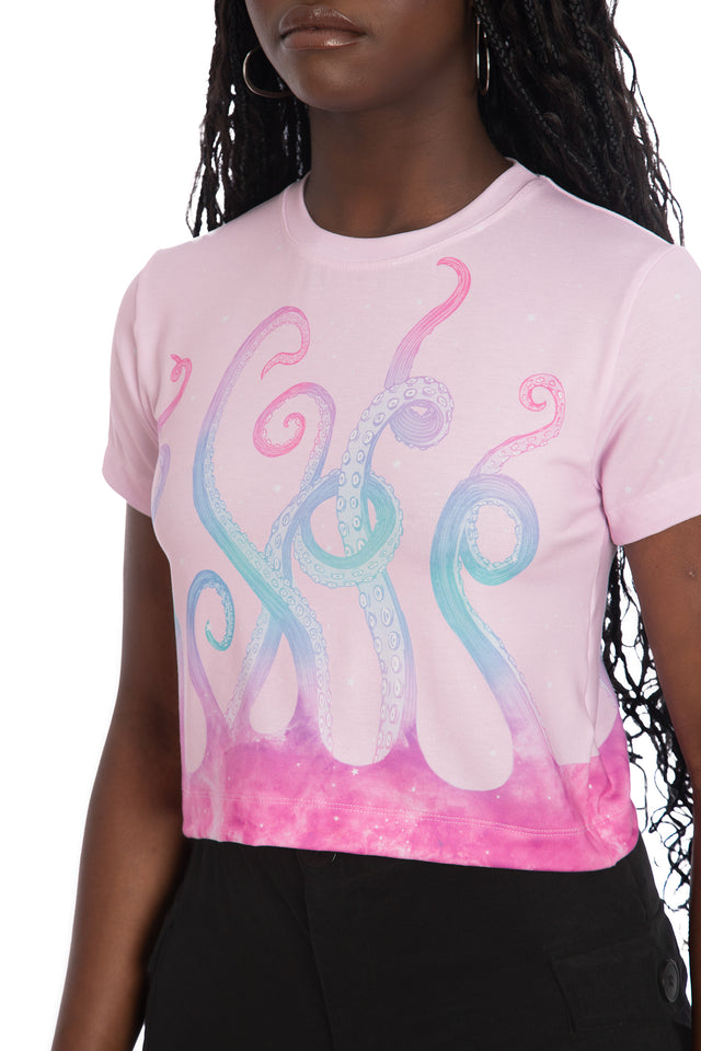 Space Tentacles Pastel Cropped Tee