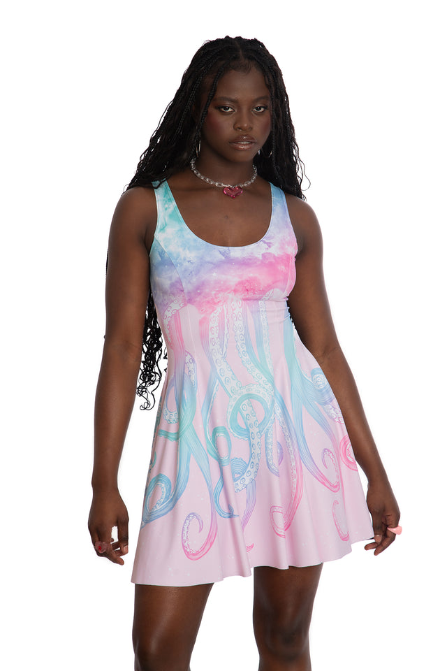 Space Tentacles Pastel Evil Skater Dress