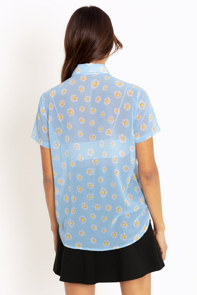 Peace Daisy Blue Cute As A Button Shirt