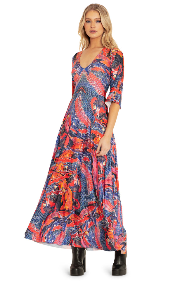 BlackMilk Clothing - Phoenix Arising Wide Sleeve Maxi Dress