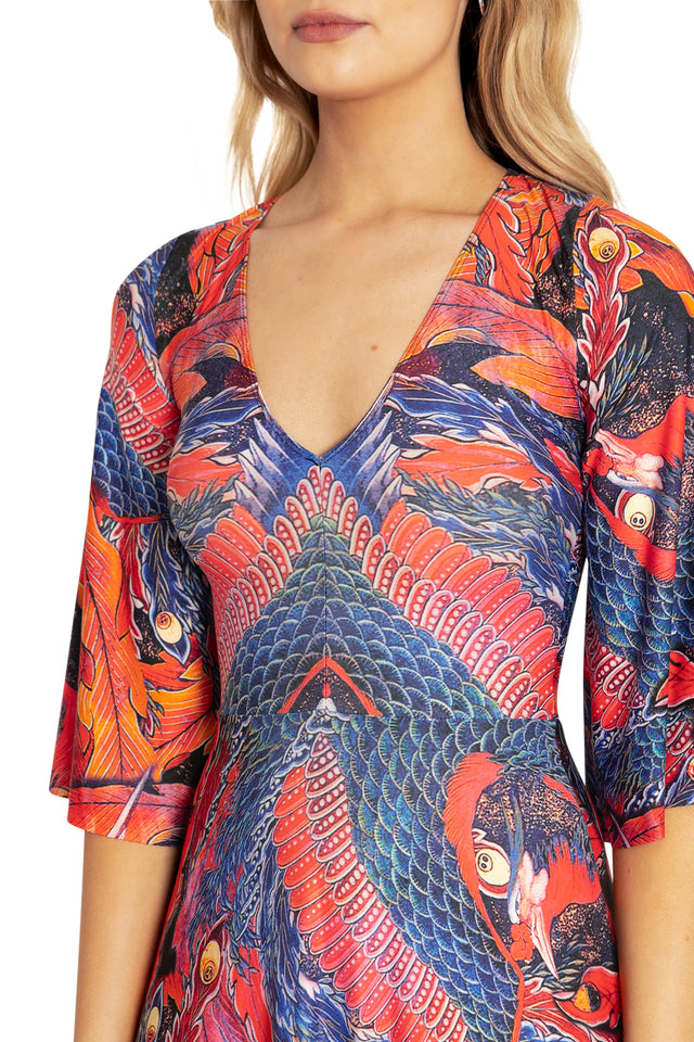 BlackMilk Clothing - Phoenix Arising Wide Sleeve Maxi Dress