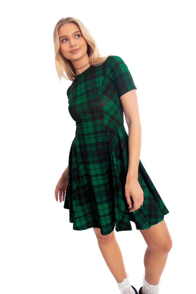 Tartan Pine Longline Evil Tee Dress